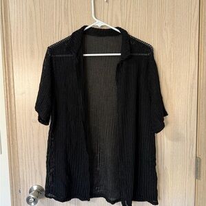 Black Open Knit Cover up